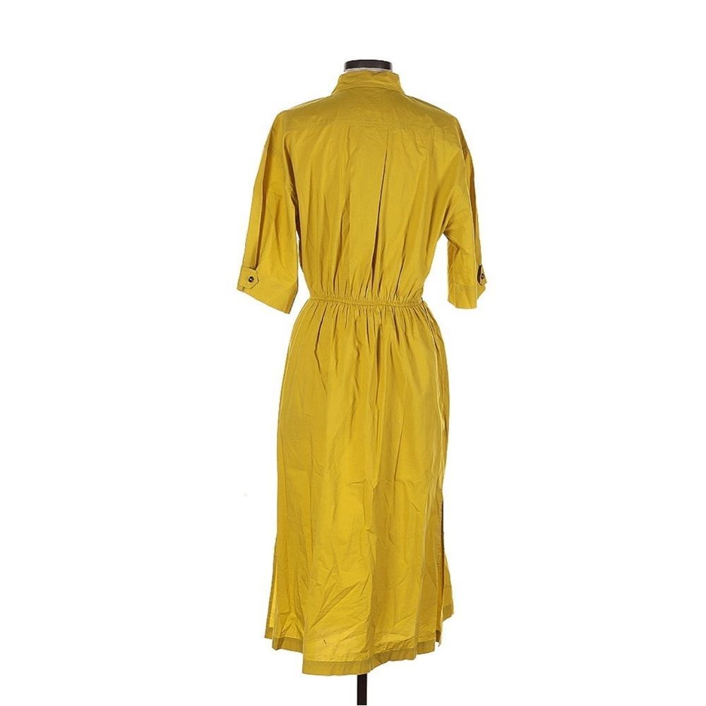 Etica Tina Shirt Dress 100% Organic Cotton Poplin Midi Natural Yellow Dress S - Picture 3 of 9